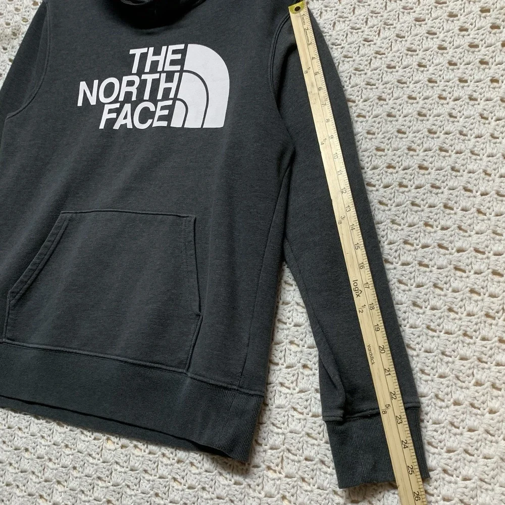 The North Face Hoodie Sweatshirt Mens Size M Gray Graphic Fleece Pullover Casual